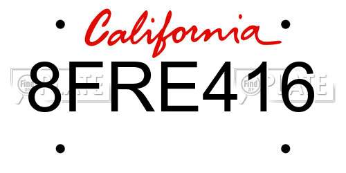 8FRE416 California License Plate