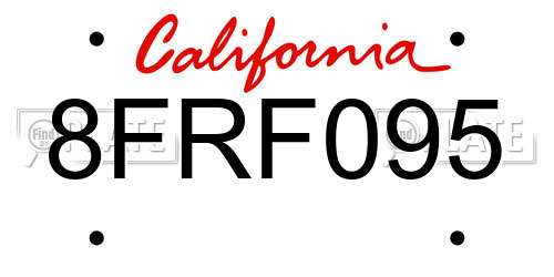 8FRF095 California License Plate