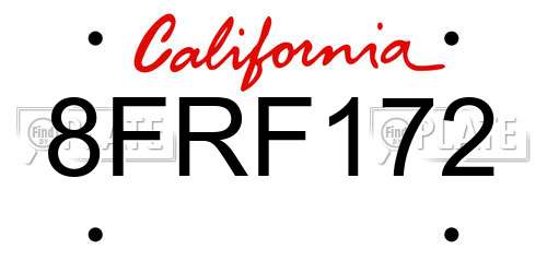 8FRF172 California License Plate