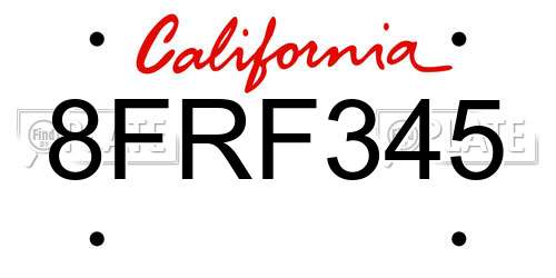 8FRF345 California License Plate
