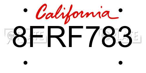 8FRF783 California License Plate