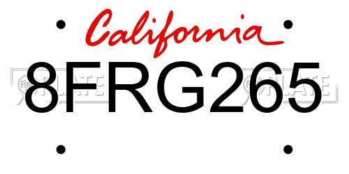 8FRG265 California License Plate