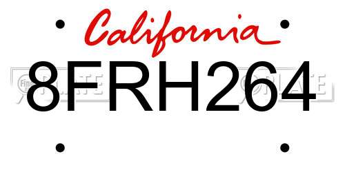 8FRH264 California License Plate