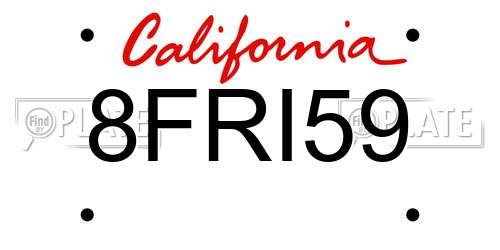 8FRI59 California License Plate