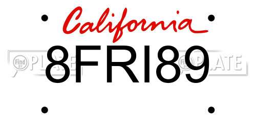 8FRI89 California License Plate