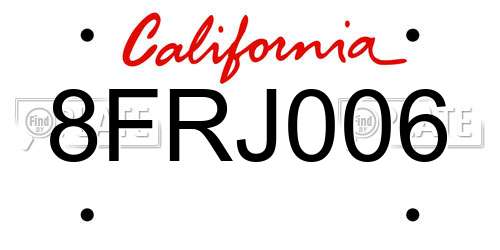 8FRJ006 California License Plate
