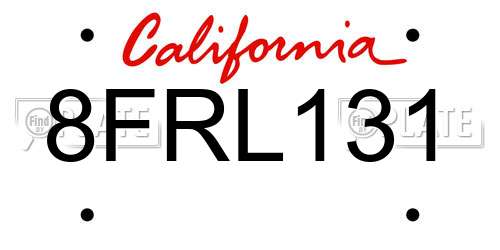 8FRL131 California License Plate
