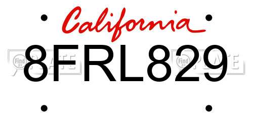 8FRL829 California License Plate