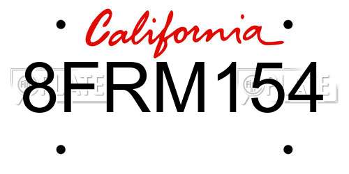 8FRM154 California License Plate