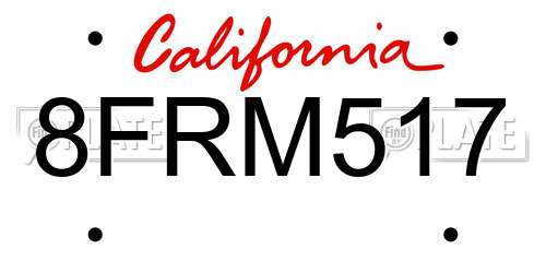8FRM517 California License Plate