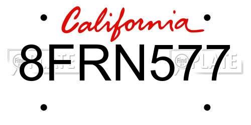 8FRN577 California License Plate
