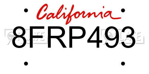8FRP493 California License Plate