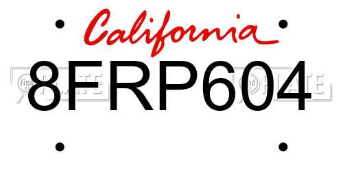 8FRP604 California License Plate