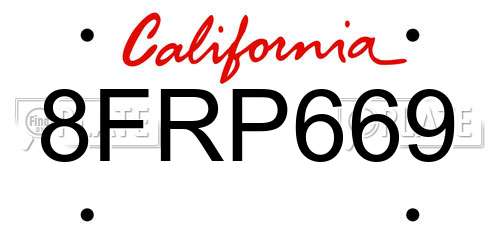 8FRP669 California License Plate
