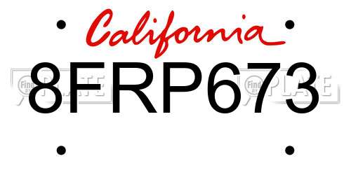 8FRP673 California License Plate