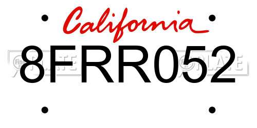 8FRR052 California License Plate