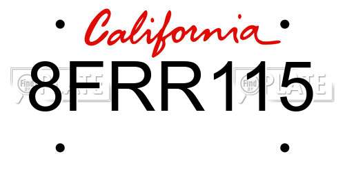 8FRR115 California License Plate