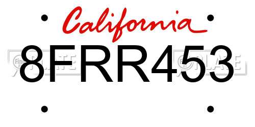 8FRR453 California License Plate