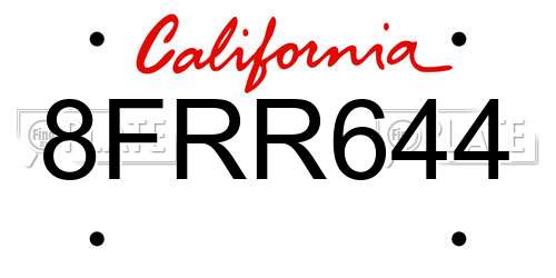 8FRR644 California License Plate