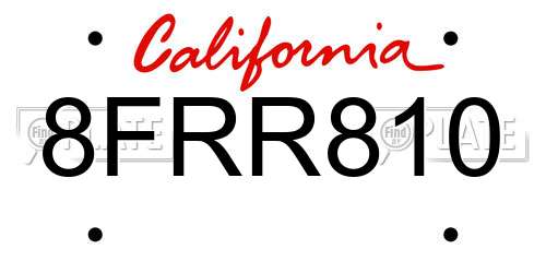 8FRR810 California License Plate