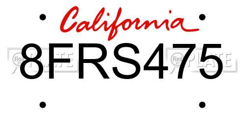 8FRS475 California License Plate