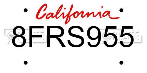 8FRS955 California License Plate