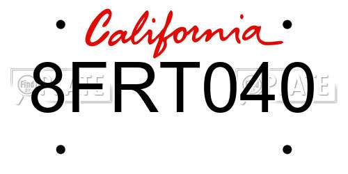 8FRT040 California License Plate