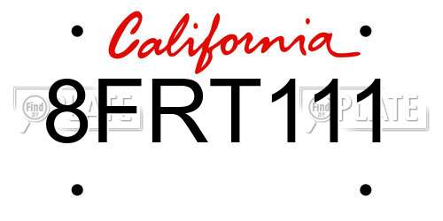 8FRT111 California License Plate