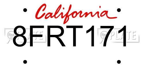 8FRT171 California License Plate