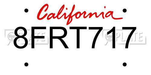 8FRT717 California License Plate
