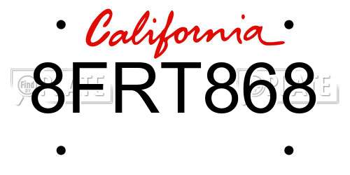 8FRT868 California License Plate