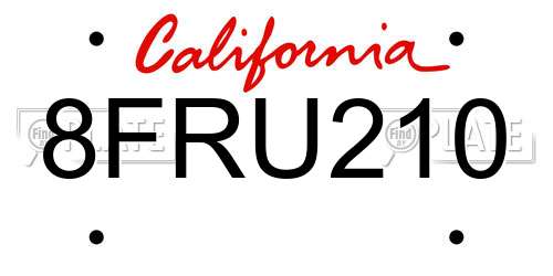 8FRU210 California License Plate