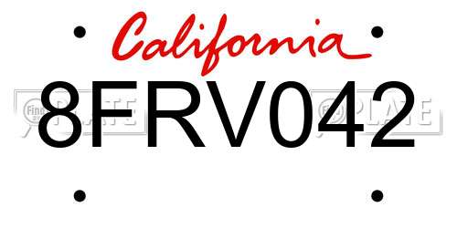 8FRV042 California License Plate