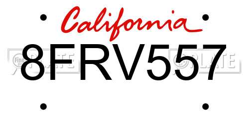 8FRV557 California License Plate