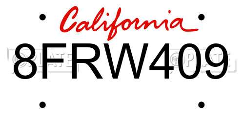 8FRW409 California License Plate