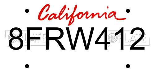 8FRW412 California License Plate