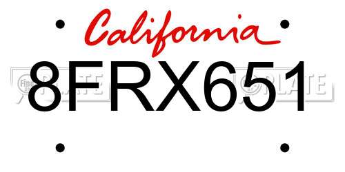 8FRX651 California License Plate