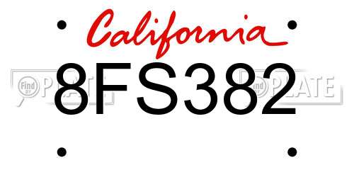 8FS382 California License Plate