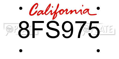 8FS975 California License Plate