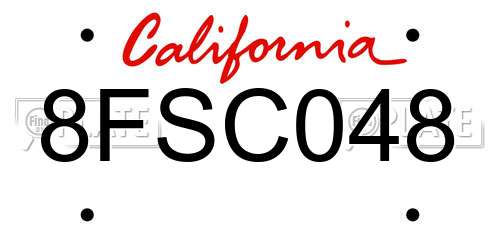 8FSC048 California License Plate