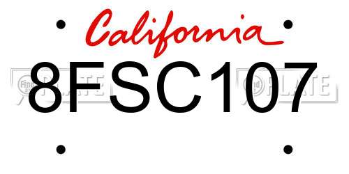 8FSC107 California License Plate