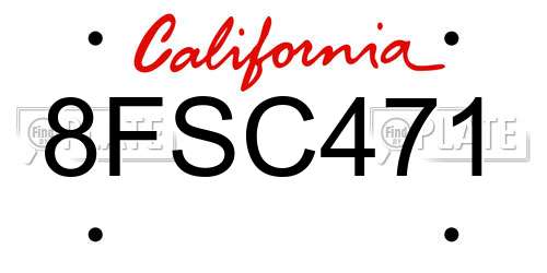 8FSC471 California License Plate