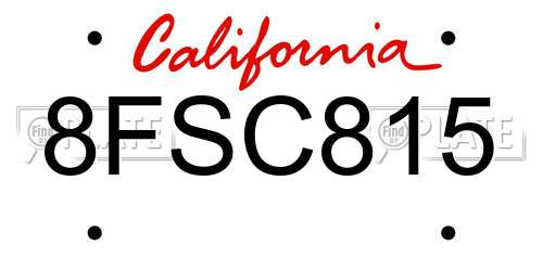 8FSC815 California License Plate