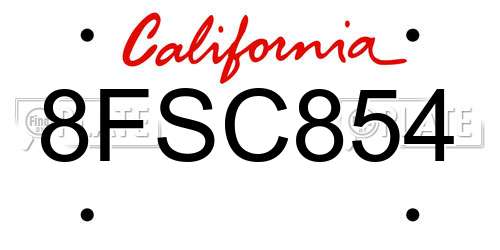 8FSC854 California License Plate