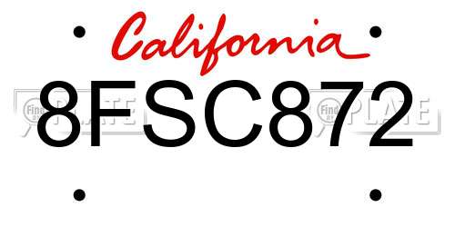 8FSC872 California License Plate
