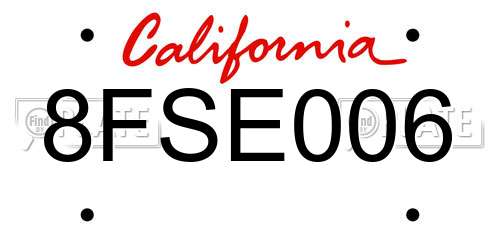 8FSE006 California License Plate