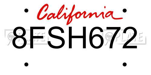 8FSH672 California License Plate