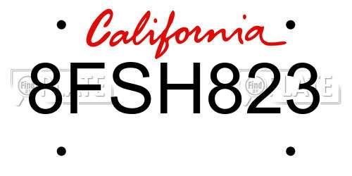 8FSH823 California License Plate