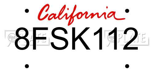 8FSK112 California License Plate