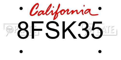 8FSK35 California License Plate